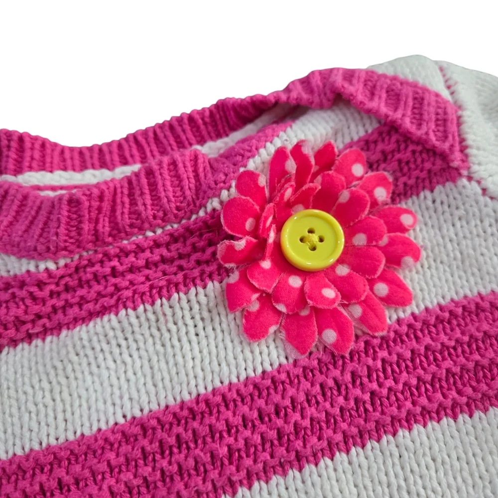 The Children's Place Pink And White Striped Boat Neck Knit Sweater 3-6 Month